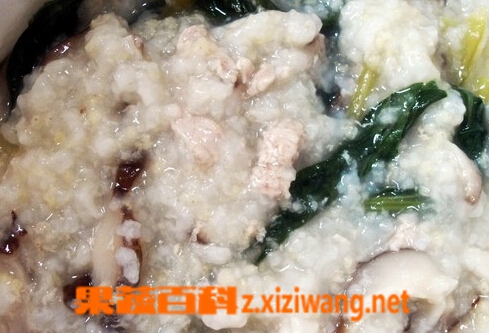 果蔬百科香菇青菜肉末粥