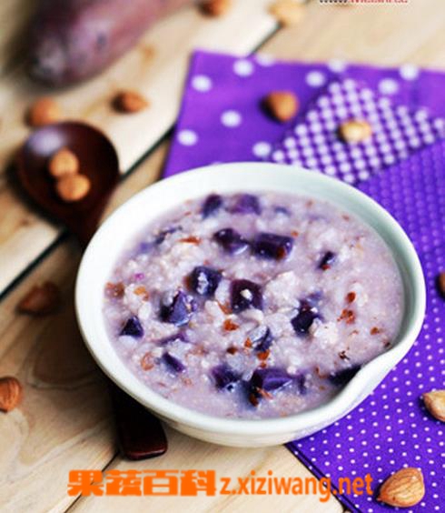 紫薯小米杏仁粥的材料和做法步骤
